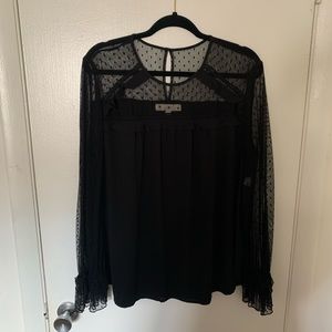 LOFT Black Long Sleeve Lace Blouse